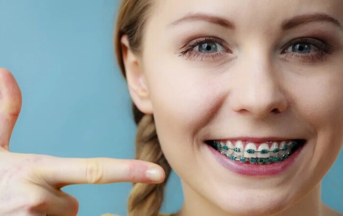Young woman with braces